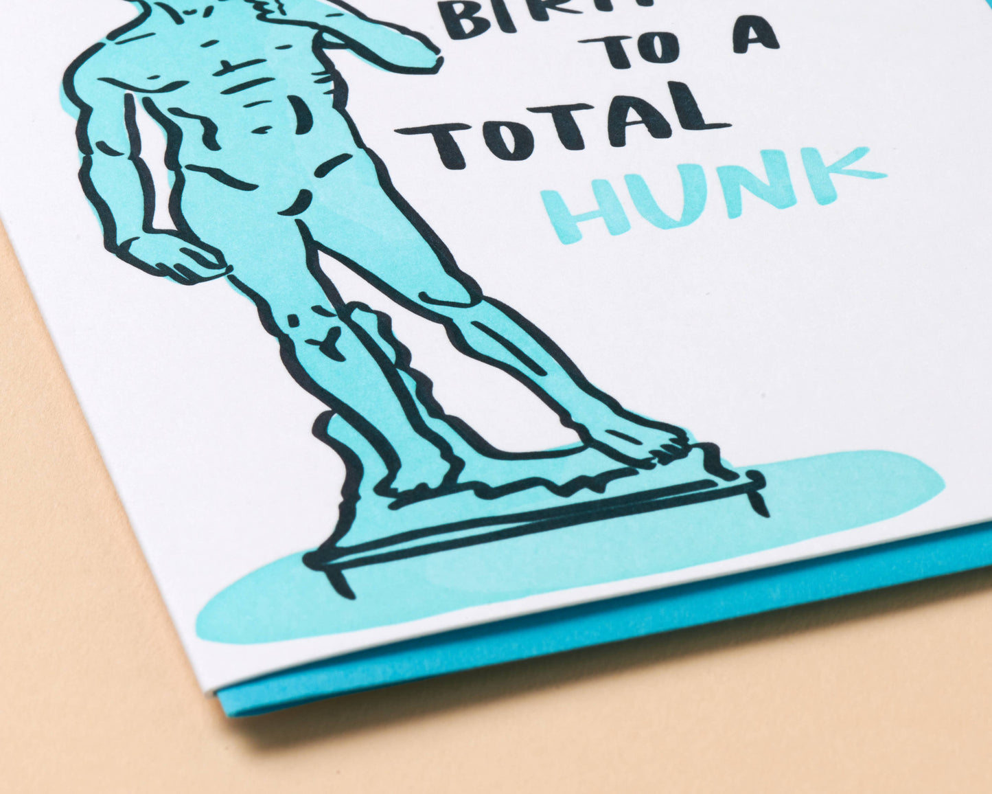 Birthday Hunk (David) Letterpress Greeting Card - Guys- Made in USA