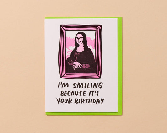 Mona Lisa Letterpress Birthday Card - Fine Art, Classical - Mother's Day Easter Spring - Made in USA